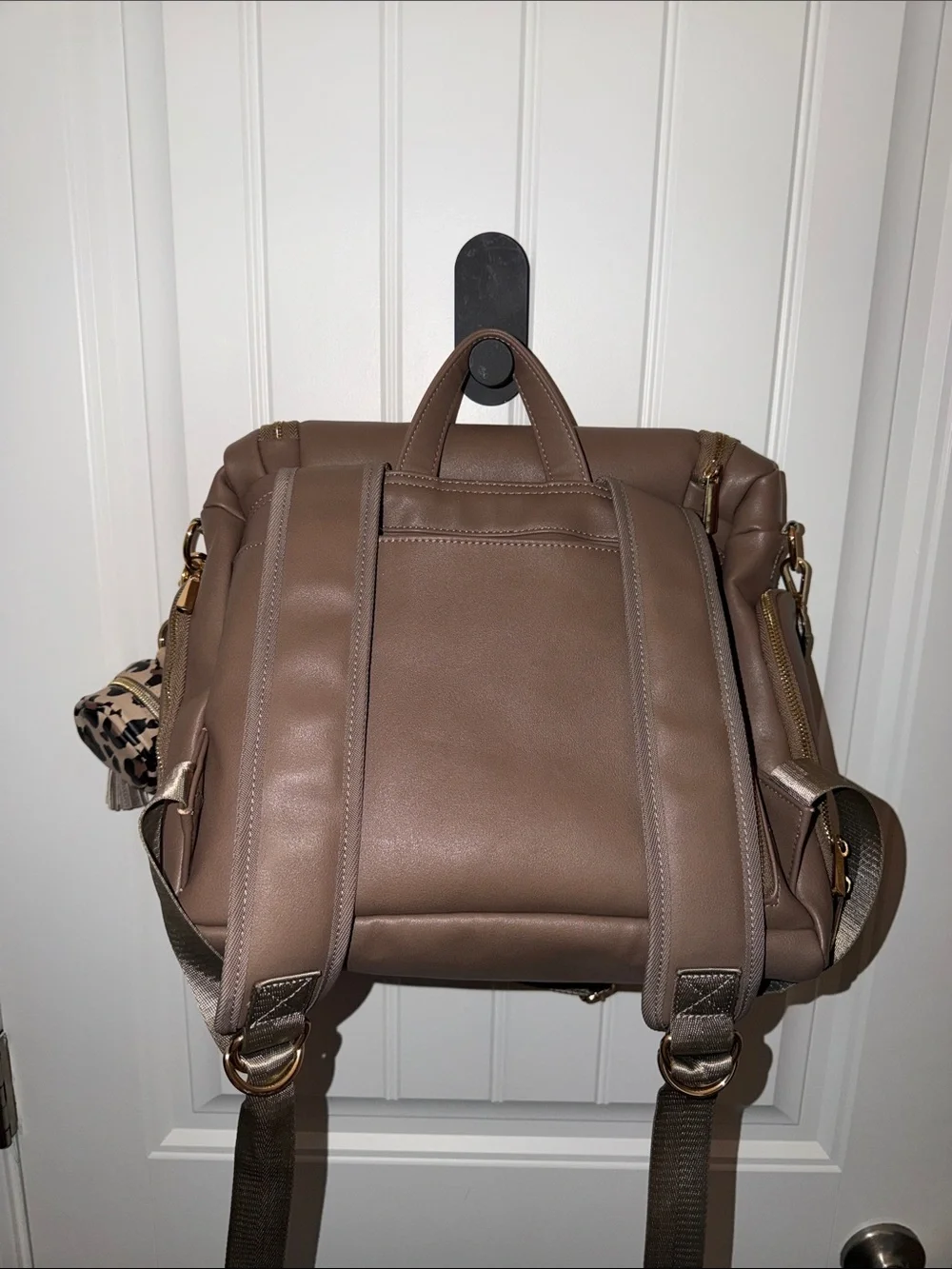 Taupe Diaper Bag Backpack with Itzy Ritzy Paci Holder